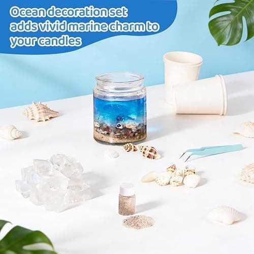 DIY Jelly Wax Candle Making Kit with Jars - Complete Transparent Gel Candle Maker Kit, Ocean Theme Gel Kit & Floral Jelly Wax Set, Includes Dried Flowers, Shells & Essential Oils thumbnail 4