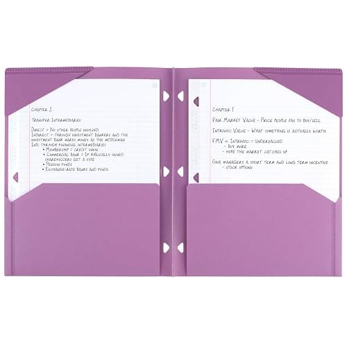 Five Star 2-Pocket Folder, Plastic Folder with Stay-Put Tabs, Fits 3-Ring Binder, Holds 8-1/2" x 11" Paper, Amethyst Purple (333420I-ECM) thumbnail 4