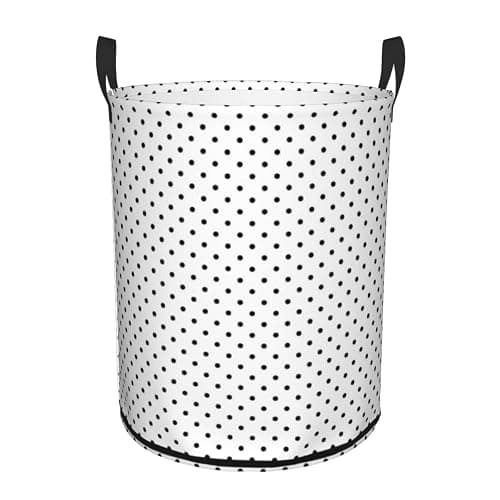 Large Laundry Basket, Modern Black and White Polka Dot Laundry Hamper Bag 19.6" Collapsible Washing Bin With Handles for College Dorm, Family Essentials Storage - Image 1