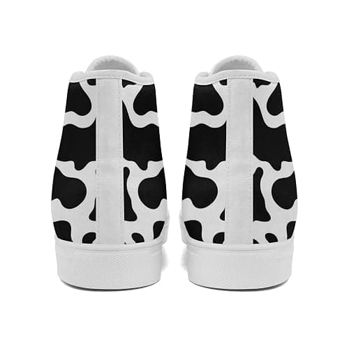 Cow Print Canvas High-Top Shoes for Women, Men's Fashion Sneakers for Streetwear Casual Wear Trendy Outfits thumbnail 4