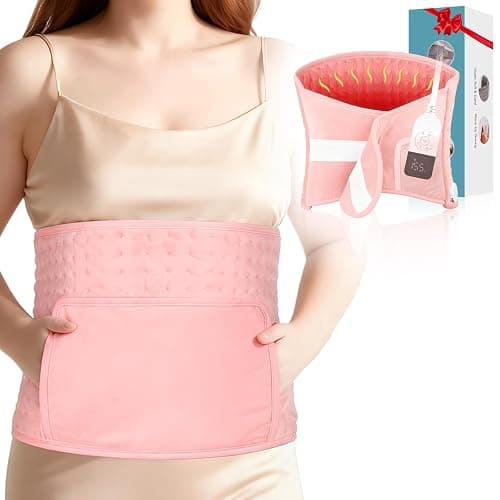 51" Heating Pad for Period Cramps Built with Hand Warmer Pocket, Controller Pocket & 9.84ft/3M Extra-Long Cord, Adj. Temp Timer Auto Shut Off Wrap Around Heated Pad for Women Back Abdomen Pain Relief - Image 1