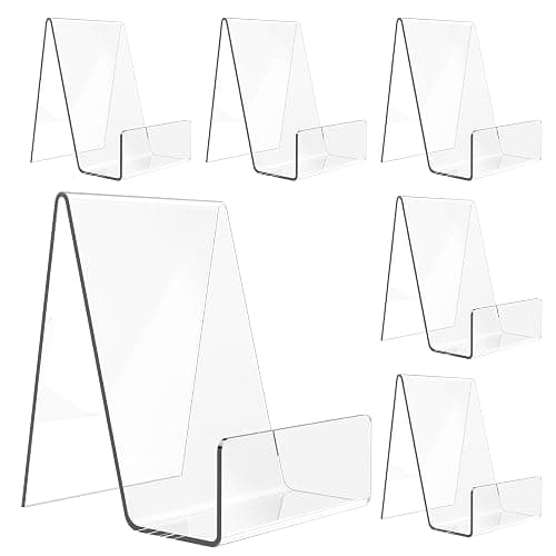 Aredpoook 6 Pack Acrylic Book Stand, Clear Easel Stand for Display, Book Display Holder, Display Stand for Album, CD, Magazine, Postcard, Picture, Plate, Artworks, Phone, Tablet - Image 1
