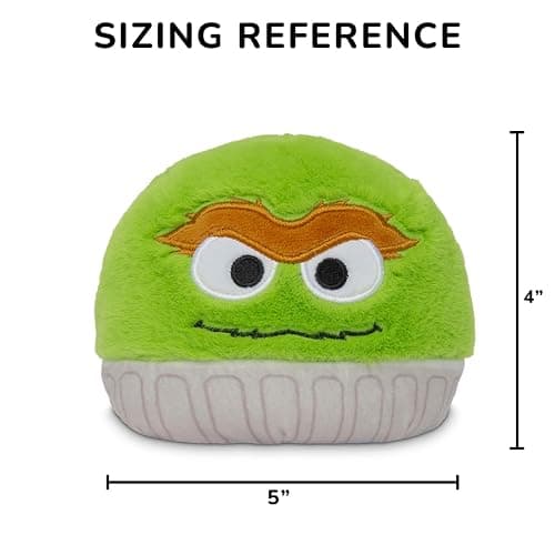 TeeTurtle Reversible Sesame Street Oscar The Grouch and Grover 4-Inch Two-Sided Flip Plush Toy with Embroidered Details - Cute Mini Collectible Plush for Kids, Teens, and Adults thumbnail 2