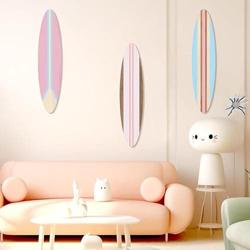 Zzbakress 3 Pieces Cute Surfboard Wall Decor Beachy Room Decoration Wood Surfboard Wall Hanging Sign Beach Themed Room Decor Room Decor for Living Room Bedroom Bathroom (Medium) thumbnail 2