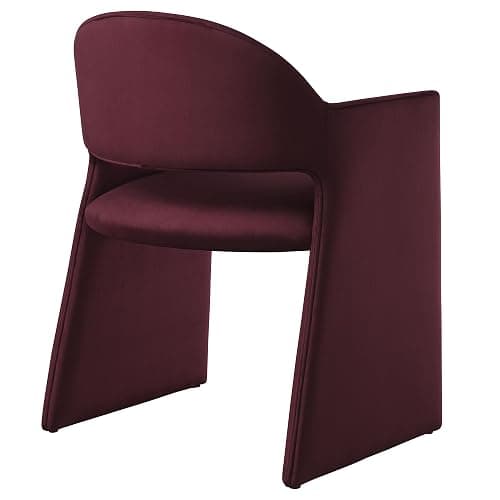 Modway Talia Performance Velvet Dining Armchair in Mulberry - Modern Curved Dining Chair with Open-Back - Stain-Resistant Velvet Barrel Chair - Living Room Accent Chair with Arms thumbnail 7