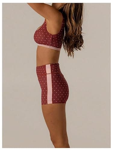 Milumia Women's 2 Piece Outfit Polka Dots Square Neck Bra Tank Top and High Waist Shorts Workout Set thumbnail 2