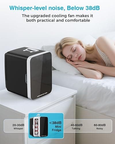 Antarctic Star Compact Mini Fridge, 10L Portable Small Refrigerator, 2.6 Gal Desktop Fridge with AC/DC Adapters, Small Cosmetics Cooler for Beverage, Food, Makeup, Bedroom, Office, Dorm, Black thumbnail 6