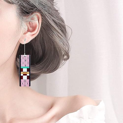 KAERUN 12 Pairs Women's Tanjiro Earrings Anime Demon Slayer Earrings Cosplay Fashion Double-sided Acrylic Alloy Resin Earring for Friends Mother and Daughter Halloween Christmas Birthday Jewelry Gifts thumbnail 4