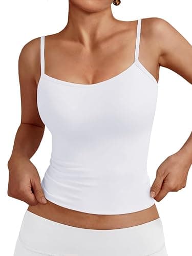 Trendy Queen Womens Adjustable Camisole Sleeveless Square Neck Spaghetti Strap Tank Tops Basic Shirt - Image 1