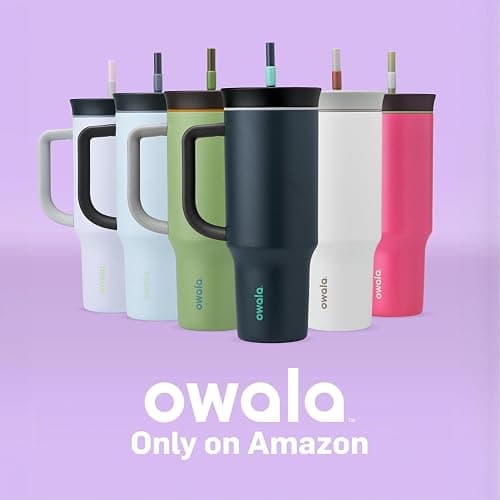 Owala Stainless Steel Triple Layer Insulated Travel Tumbler with Spill Resistant Lid, Straw, and Carry Handle, BPA Free, 40 oz, Orange (Tropical) thumbnail 6