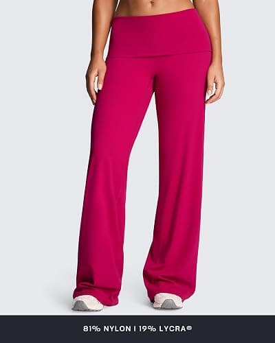 Aoxjox Women's Athlenza Fold Over Waist Yoga Pants | straight leg yoga pants,fold over waist,multiple inseam,no front seam, ultra soft lumastretch™ fabric, workout & yoga, casual thumbnail 5