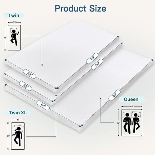 Airensky Twin XL Mattress Topper, 3 Inch Gel Memory Foam Mattress Topper for College Dorm Ventilated Soft Mattress Pad Topper with Washable Cover for Pressure Relief Back Pain, CertiPUR-US Certified thumbnail 2