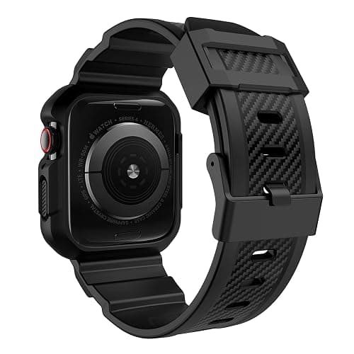 OROBAY Rugged Band Compatible with Apple Watch Band 45mm/44mm/42mm with Case, Shockproof Strap for iWatch SE3 SE2 SE Series 9/8/7/6/5/4/3/2/1 with Bumper Case Cover Men Women, Matte Black thumbnail 2