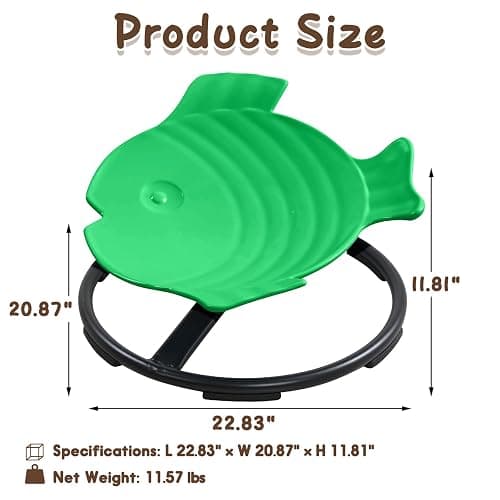 Sensory Spinning Chair for Kids with Autism & ADHD, Swivel Chair for Indoor/Outdoor Use, Sit and Spin Toys, Fish-Shaped Sensory Chairs for Autistic Children, Training Body Coordination (Green) thumbnail 3