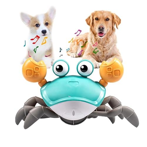 Dog Toys Escaping Crab Crawling Dog Toy with Music Control & Lights, Dancing Crab Dog Toy Obstacle Avoidance Interactive Fun Toys for Puppy/Small/Medium Dogs (Green) - Image 1