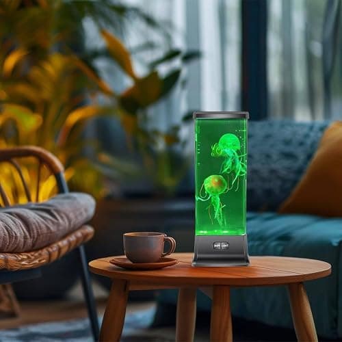COLORLIFE Electric Jellyfish Tank Table Lamp with Color Changing Light Gift for Kids Men Women Home Deco for Room Mood Light for Relax(Black) thumbnail 6