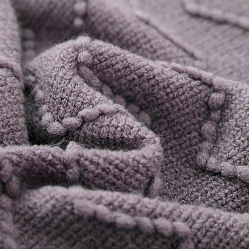BOURINA Dark Lavender Throw Blanket 50x60 Inch Knit Soft Throw Sofa Blanket | Knitted Throw Blanket 50x60 Inches, Soft Lightweight Boho Weave Throw Decorative Couch Blanket for Living Room Bedroom Chair thumbnail 5