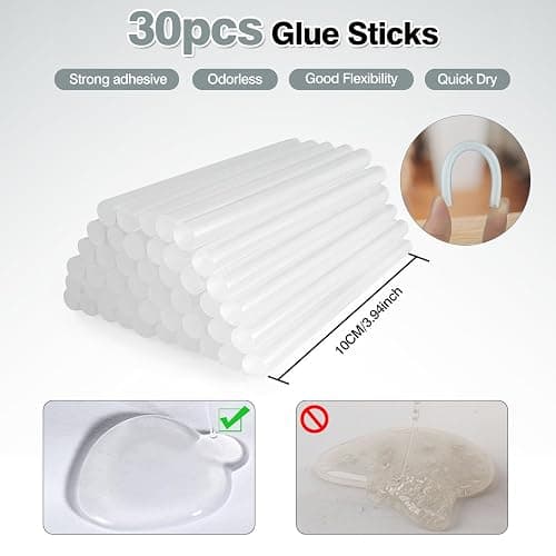 SHJADE Hot Glue Gun with 30 Glue Sticks, 20W Mini Hot Melt Gun Kit(Grey) | Fast Preheating, Ideal for School Crafts, DIY Arts, and Quick Home Repairs, Compact, Suitable for 0.27" Glue Sticks thumbnail 6