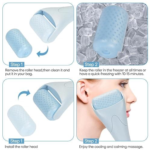 Fronnor Ice Roller for Face,Eyes,Women Gifts Idea,Therapeutic Cooling to Tighten Brighten Complexion and Reduce Wrinkles,Massager Under Eye Puffiness,Migraine and Pain Relidf (Haze Blue) thumbnail 6
