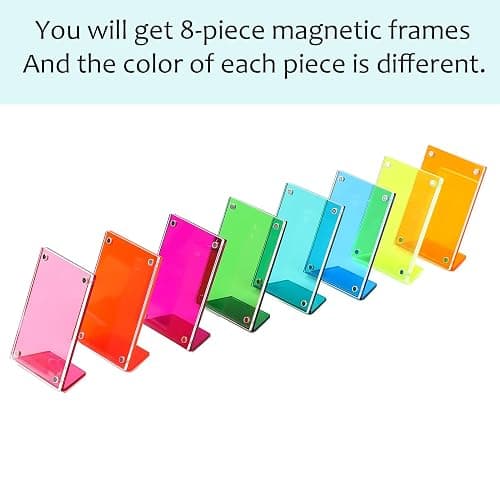 shantmay Acrylic Magnetic Picture Frames for Instax Polaroid,Table Top Mini 2x3 Wallet Size Photo Frame for Desk Decor (colorful 8 pack) thumbnail 4