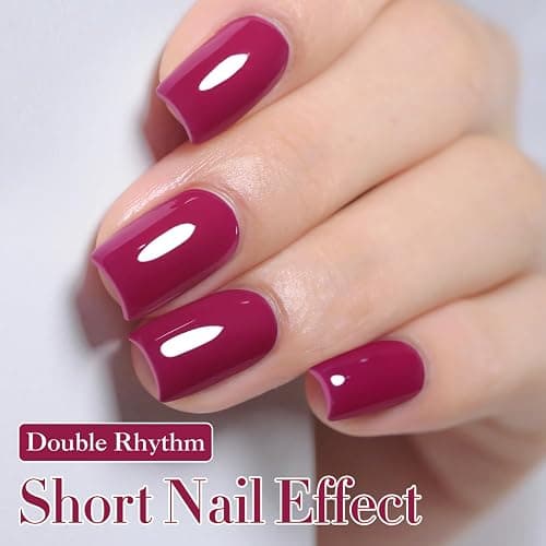 Double Rhythm 15ML Gel Polish Pure Sheer Same Color Same Bottle Soak Off Gel Polish Art Manicure Salon DIY at Home for Women (Wine Red-A1456) thumbnail 2