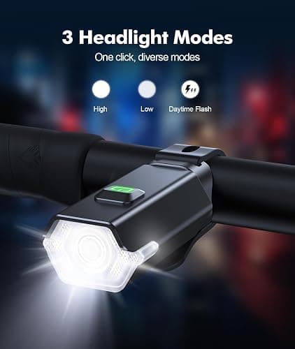 CIRYCASE Bike Lights Front and Back, 3+6 Modes Bicycle Lights with Side Warning Light, Rechargeable & IP65 Waterproof Cycle Light, CyclingLights Headlight and Rear for Road Riding, Easy to Install thumbnail 2