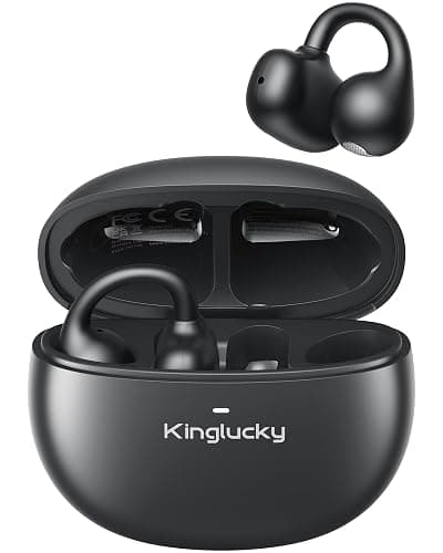 Kinglucky Upgraded Clip-On Earbuds Comfortable fit & Crystal-Clear Sound, 40H Playtime Open Ear Buds Bluetooth 5.4 Wireless Headphones for Women Ideal for Small Ears,Sports,Workouts,Glasses Black - Image 1