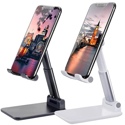 Meetuo 2 Pcs Cell Phone Stand for Desk Adjustable Desktop Phone Holder | Adjustable Angle Height, Fully Foldable&Portable, Compatible with iPhone 17/16/15/14/13/12/Smartphones - Image 1