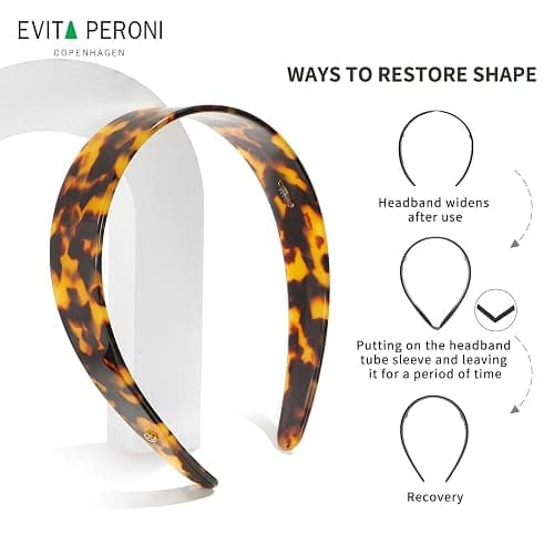 EVITA PERONI Wide Headbands for Women with Teeth Acetate Resin Hair Bands for Women's Hair No Headache Headband No Slip Hairbands-Tortoise thumbnail 6