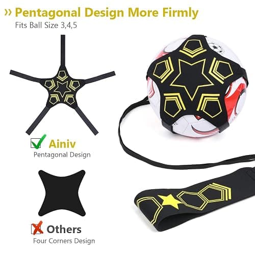 Ainiv Football Kick Entraîneur Solo Entraînement, 5 Griffe Tissu | Football Volleyball Rugby Trainer, Ceinture Réglable pour Enfants et Adultes Débutants, Convient aux Balles Taille 3, 4, 5 thumbnail 2