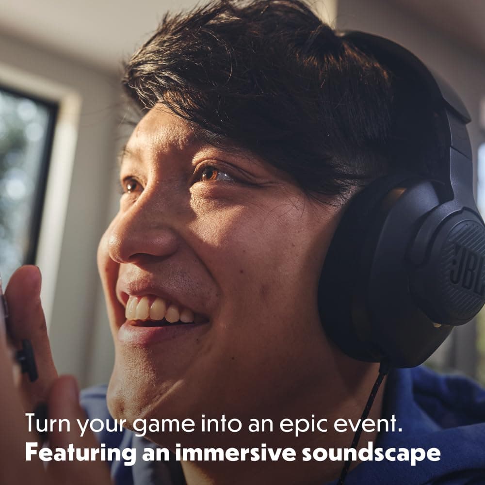 JBL Quantum 100M2, Be at The Center of The Game with JBL QuantumSOUND Signature, Play Even Longer with Comfortable, Breathable Fabric Ear Cushions, Make Your Voice Heard Loud and Clear, Black - Black thumbnail 2
