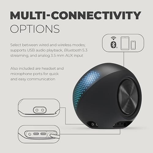 Creative Pebble X 2.0 USB-C Computer Speakers with Customizable RGB Lighting, Bluetooth 5.3, USB Audio, Up to 15W RMS Power for PC and Mac thumbnail 5