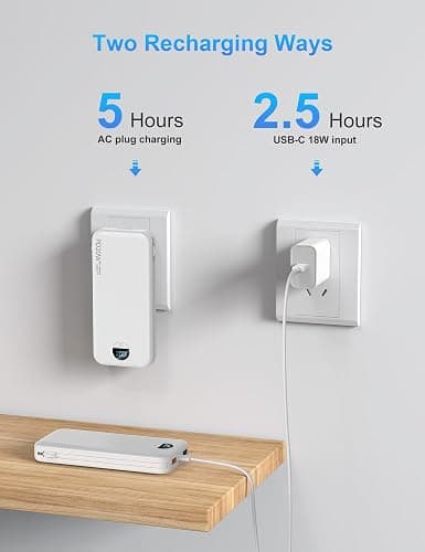 Ffnpua Portable Charger Power Bank 10000mAh PD20W w/Built-in Cables | Portable Phone Charger,Fast charging,Built in wall plug,LED display,Charge 5 devices at once,Pass through charging thumbnail 6