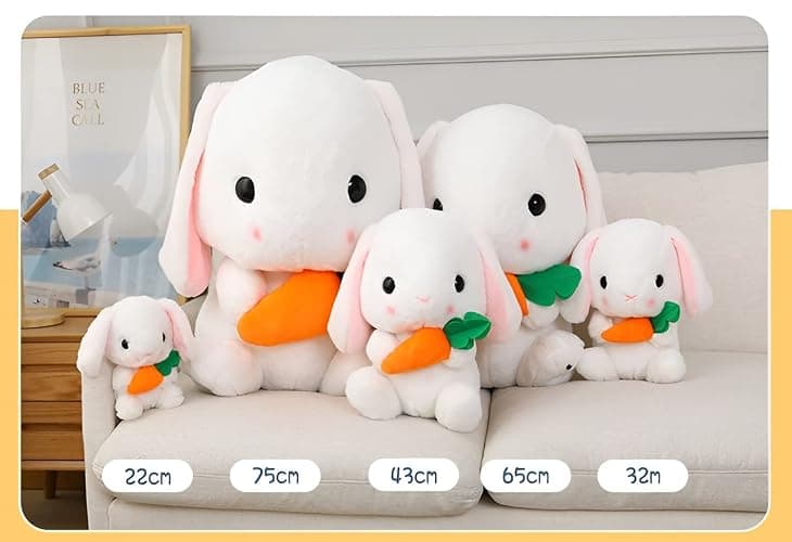 HOUPU Soft Toy - Sitting Lop Eared Rabbit, Easter White Rabbit Stuffed Bunny Animal with Carrot Soft Lovely Realistic Long-Eared Standing Pink Plush Toys (Pink-Strawberry,8.6in/22cm) thumbnail 6