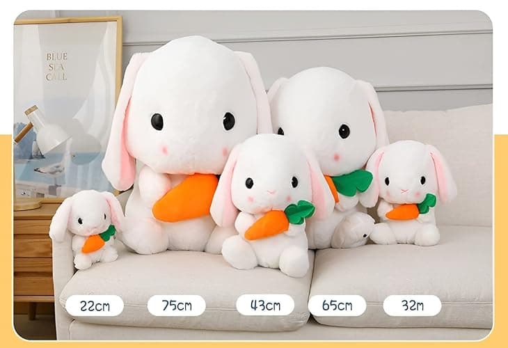 HOUPU Soft Toy - Sitting Lop Eared Rabbit, Easter White Rabbit Stuffed Bunny Animal with Carrot Soft Lovely Realistic Long-Eared Standing Pink Plush Toys (Pink-Strawberry,8.6in/22cm) thumbnail 7