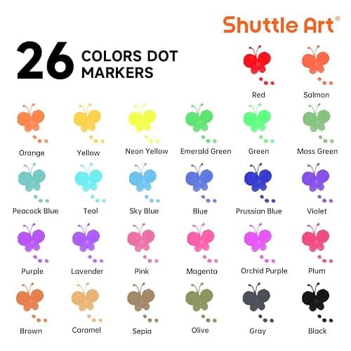 Shuttle Art Washable Dot Markers 26 Colors with Free Activity Book, Fun Art Supplies for Kids Toddlers and Preschoolers, Non Toxic Water-Based Paint Daubers, Dot Art Markers thumbnail 3