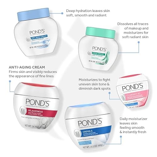 POND'S Cold Face Cream, Skin Care Facial Cleanser for All Skin Types, Deep Moisturizing Face Wash & Makeup Remover, 9.5 oz, 3 Pack thumbnail 8