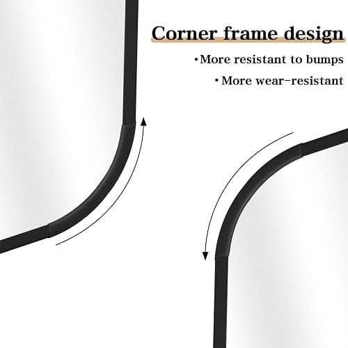 CIVENO Over The Door Mirror, 14" x 48" Full Length Mirror, Black Rectangular Door Hanging Mirror, Long Full Body Dressing Mirror with Hanging Bracket for Bedroom, Living Room, Dorm thumbnail 6