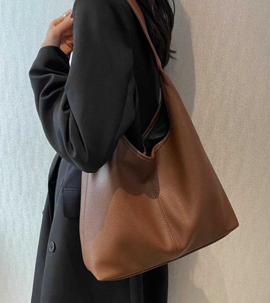 Slouchy Shoulder Bag for Women Retro Tote Bag Soft Leather Work Handbag Ladies Top Handle Purse Large Fall Winter Purse thumbnail 2