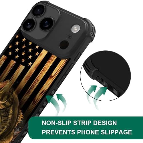 DJSOK Case for iPhone 17 Pro Max,Compatible with MagSafe,Anti-Scratch Shockproof Case,Wood American Flag Fish thumbnail 4