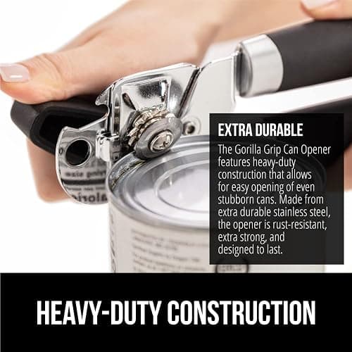 The Original GORILLA GRIP Heavy Duty Stainless Steel Smooth Edge Manual Can Opener and Bottle Openers, Soft Ergonomic Handle, Oversized Handheld Easy Turn Knob, Multifunctional Kitchen Tool, Gray - Gray - 1 thumbnail 5