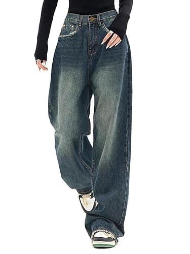 Xineicy Jeans for Women High Waist Wide Leg Baggy Jeans Y2K Loose Vintage Boyfriend Denim Pants - Image 1