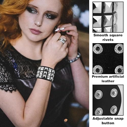 DTUIEUI Studded Bracelet, Punk Bracelet, Spiked Bracelets, Emo Bracelets, Goth Bracelets, Gothic Bracelet, Studded Arm Band thumbnail 2