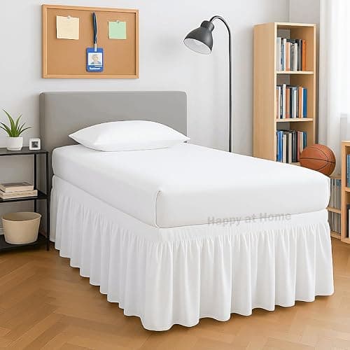 Twin XL Bed Skirt for College Dorm – Extra Long 42” Drop – Ruffled White Dust Ruffle – Soft Microfiber Bed Skirt for Dorm Room Twin XL Beds - Twin XL - 42" Drop - White - Image 1