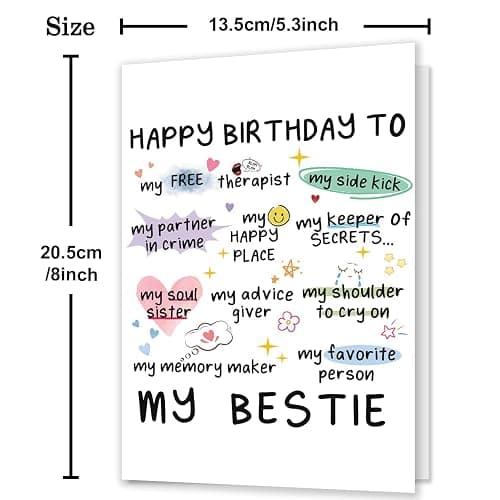 MQMRYeto Funny Birthday Card for Women Sister, Happy Bday Gifts for Bestie, Bestie & Friendship Birthday Card thumbnail 3