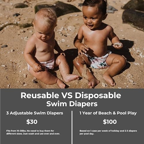 Reusable Swim Diapers and Wet Bag - One Size Fully Adjustable - Laguna Unisex 3 Pack with Wet Bag by Nora's Nursery - Laguna thumbnail 6