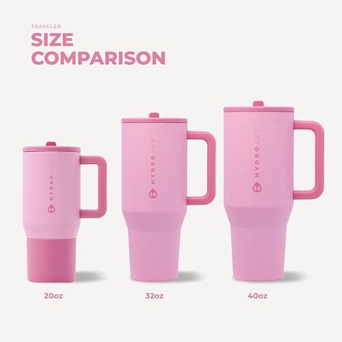 HydroJug Traveler 40oz, Insulated Tumbler with Handle & Straw, Petal | Triple wall insulated, flip straw lid, leak-resistant, stainless steel, cup holder friendly, BPA-free, dishwasher safe thumbnail 6