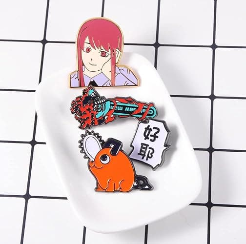 Anime Chainsaw Pochita Brooch Pins - Makima Pochita Cosplay Enamel Pins - Metal Badge Jewelry Accessory for Backpack Clothes Caps thumbnail 3