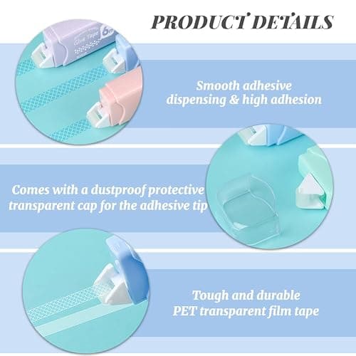 Flintronic 5 Pcs Scotch Double Face, 6M*6mm Rouleau de Colle, Colle à Ruban Adhésif, Propre, Portable, Ruban Cadeau Emballage, Roller Colles pour Scrapbooking, Papier Cadeau, Album Photo, École,Bureau thumbnail 5