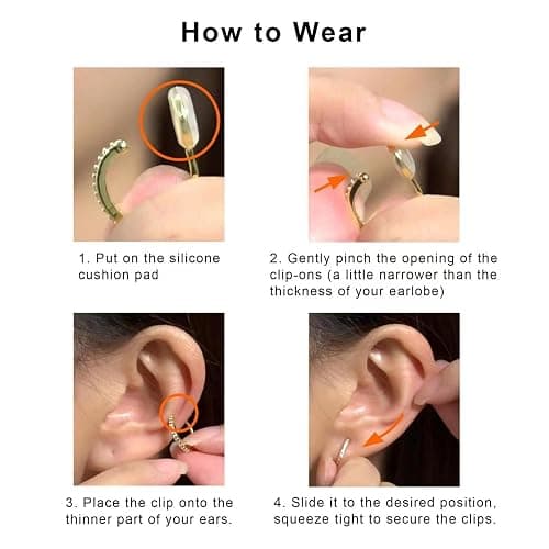 Yurielys Clip on Earrings for Women, 14K Real Gold Plated Non Pierced Hoop, Clip on Hoops for Non Pierced Ears Gold and White Gold thumbnail 6